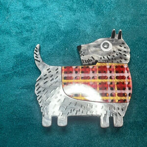 Dog with sweater acrylic brooch